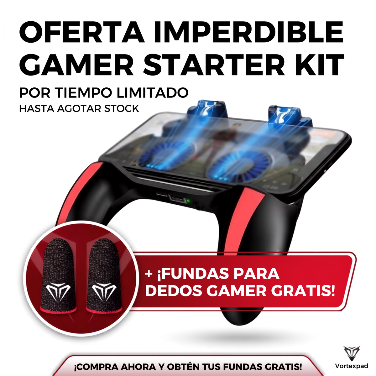Vortexpad H10 Mando para Móvil con Enfriador Dual y Gatillos – Compatible iOS y Android